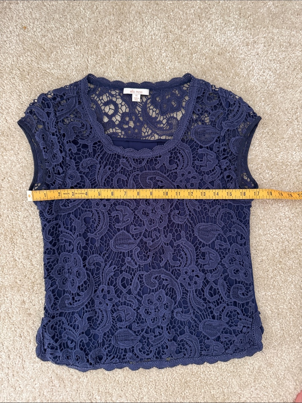 🔹 Ella Moss Anthropologie Lace Crochet Short Sleeve Top - size XS - Picture 7 of 8